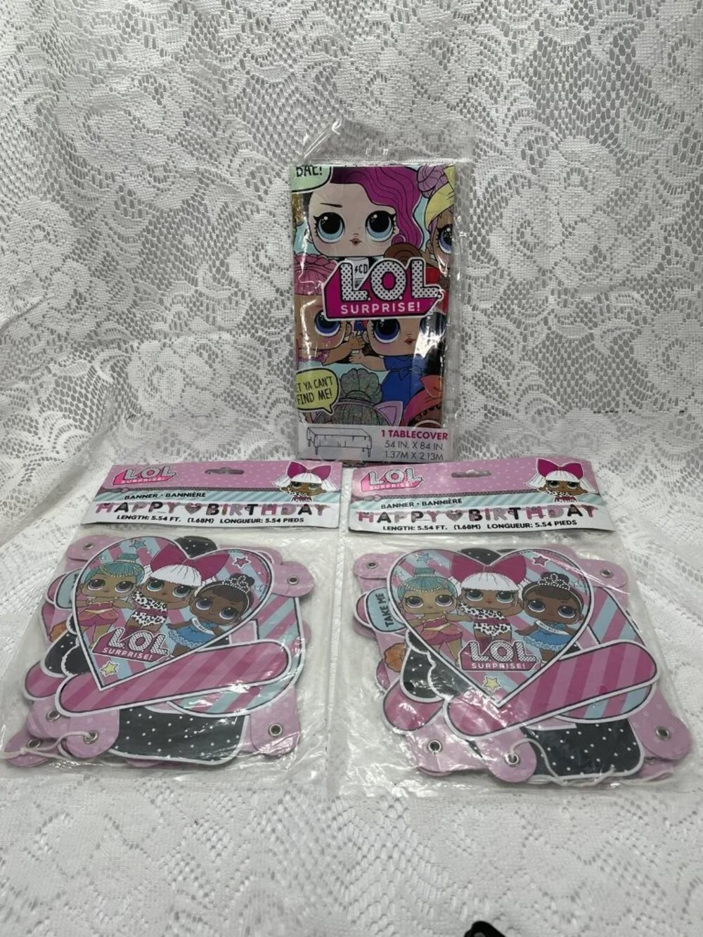 LOL Surprise Dolls Happy Birthday Letter Banner And Table Cover For Girls Party